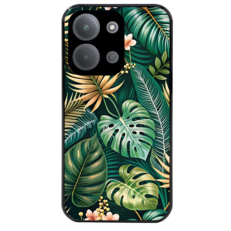 Coque noire taperso pour POCO C85 avec motif jungle dore protection antichoc personnalisée