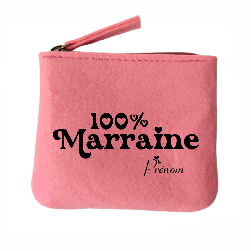 Porte monnaie personnalisé marraine 100% en feutrine en feutrine