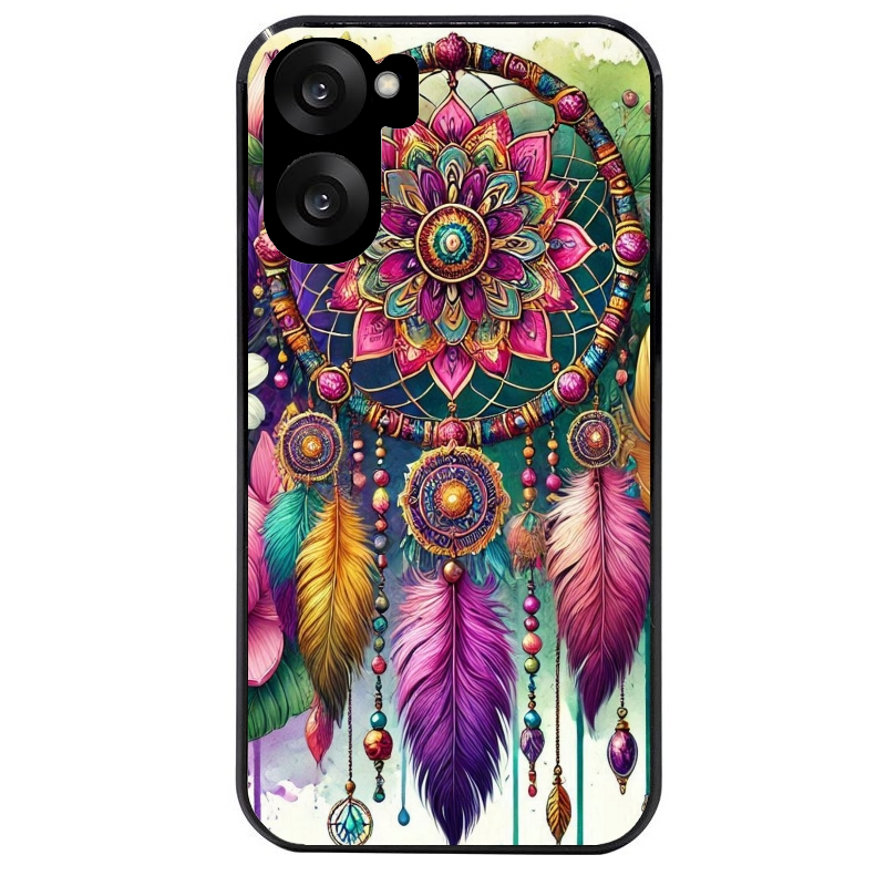 Coque noire taperso pour OnePlus Nord CE5 avec motif dreamcatcher et mandala protection antichoc personnalisée