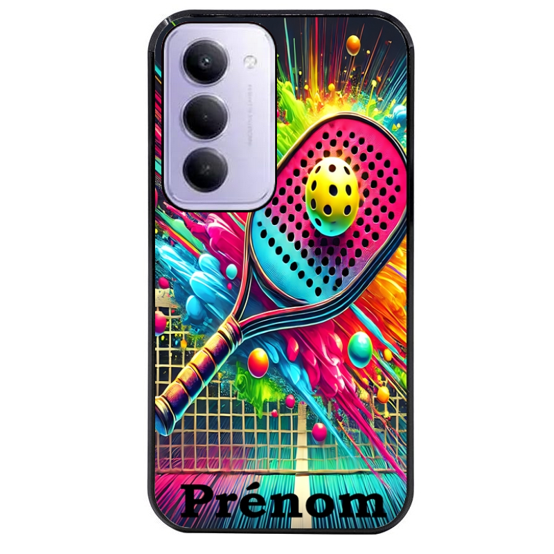 Coque noire taperso pour Redmi 15 4G et 5G avec motif padel raquette personnalisee protection antichoc personnalisée