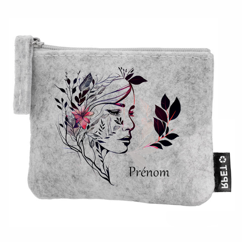 Porte monnaie personnalisé line art en feutrine en feutrine