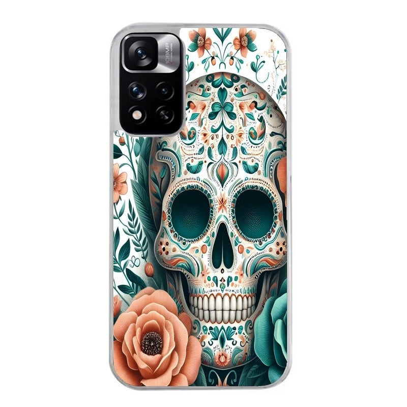 Coque taperso pour Redmi Note 12 4G 5G PRO 4G avec motif mort mexicaine turquoise protection antichoc personnalisée