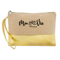 Pochette personnalisée ma vie et coeur en jute et doré en jute et doré