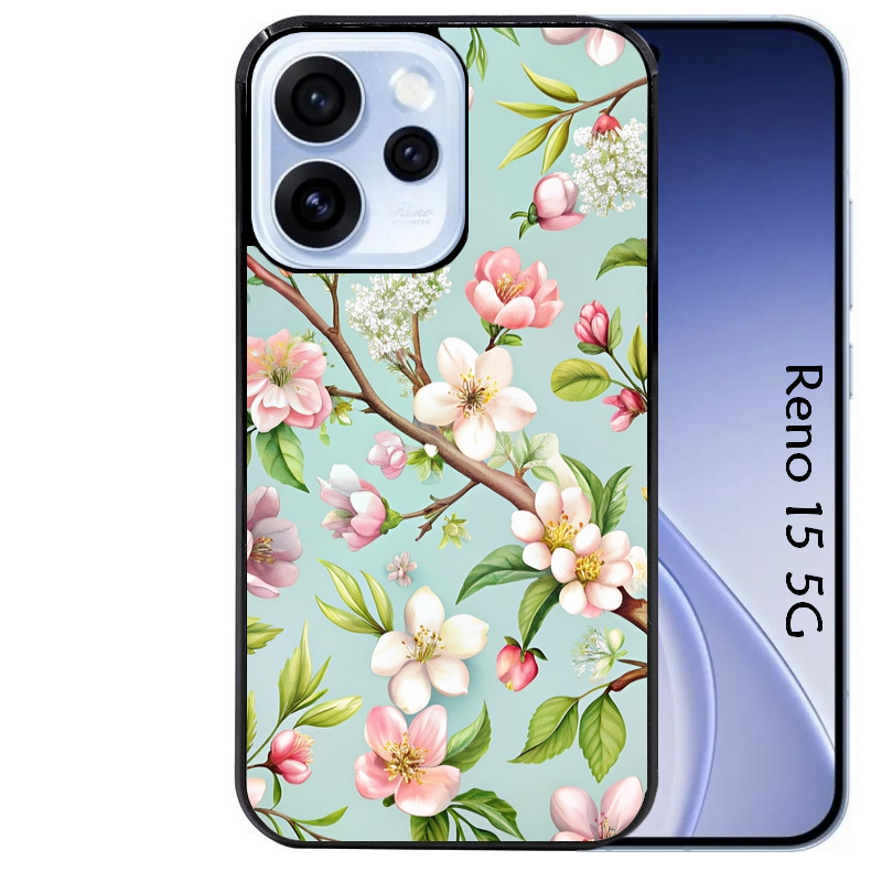 Coque noire taperso pour OPPO Reno 15 et F FS 5G avec motif fleur de printemps protection antichoc personnalisée