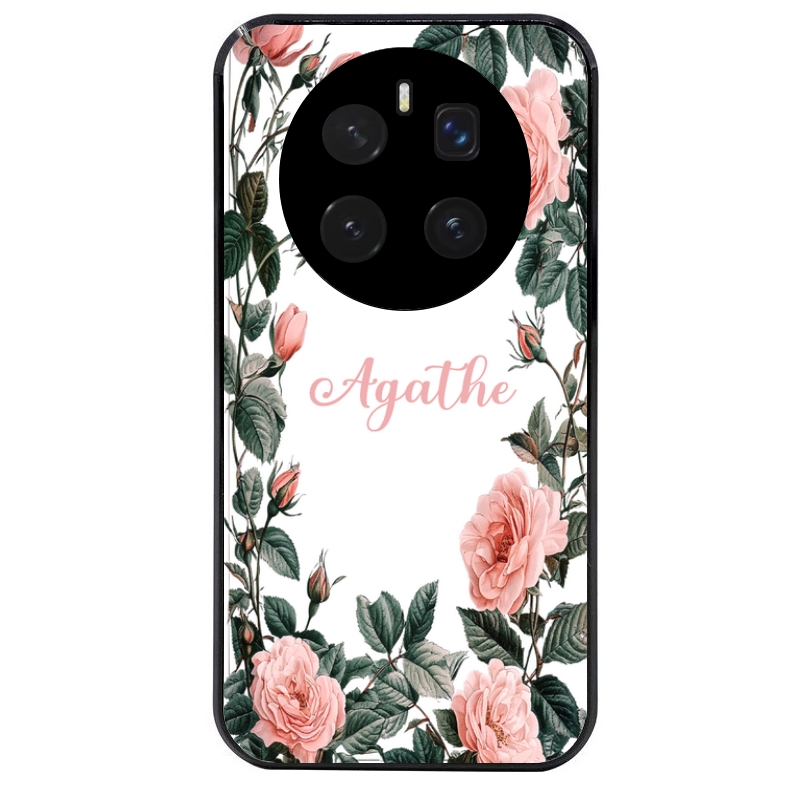 Coque noire taperso pour Magic 7 LITE et PRO avec motif cadre fleur pastel personnalisee protection antichoc personnalisée