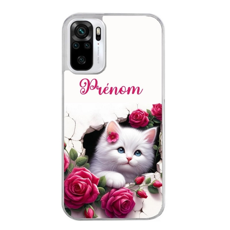 Coque taperso pour Redmi Note 10 4G 5G PRO 10S avec motif chat fleurs personnalisee protection antichoc personnalisée