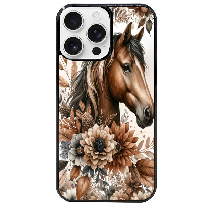 Coque noire taperso pour Iphone 16 16E PLUS MAX PRO avec motif cheval automne protection antichoc personnalisée