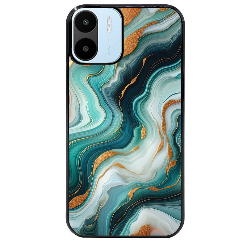 Coque noire taperso pour Redmi A1 et A2 avec motif marbre vert protection antichoc personnalisée