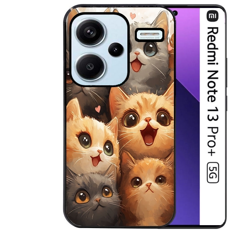 Coque noire taperso pour Redmi Note 13 PRO PLUS 5G avec motif chat smile protection antichoc personnalisée
