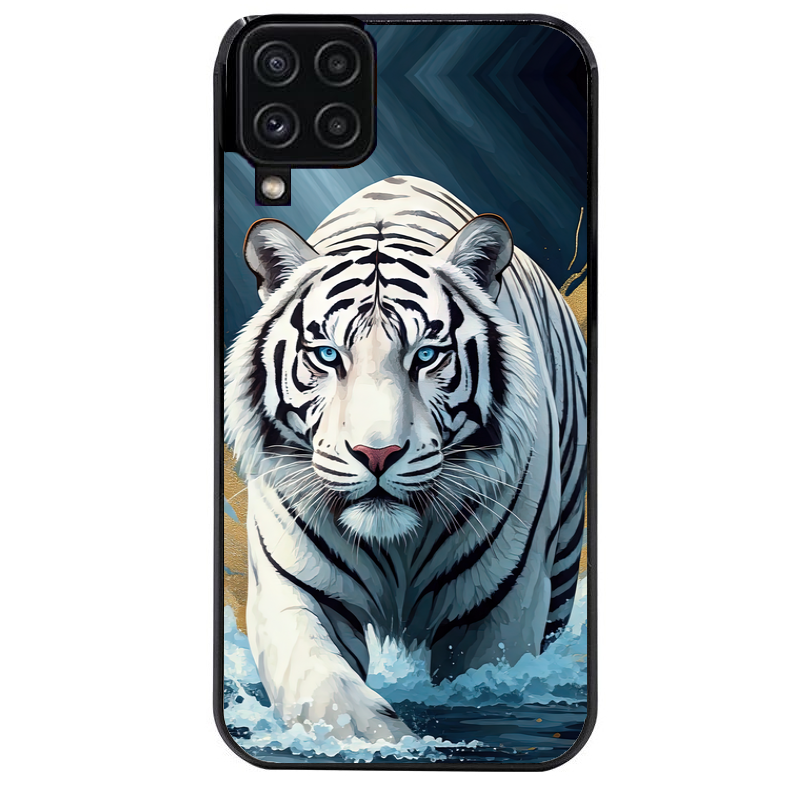 Coque noire taperso pour galaxy A22 A32 A52 A52S 4G 5G  avec motif tigre polaire protection antichoc personnalisée