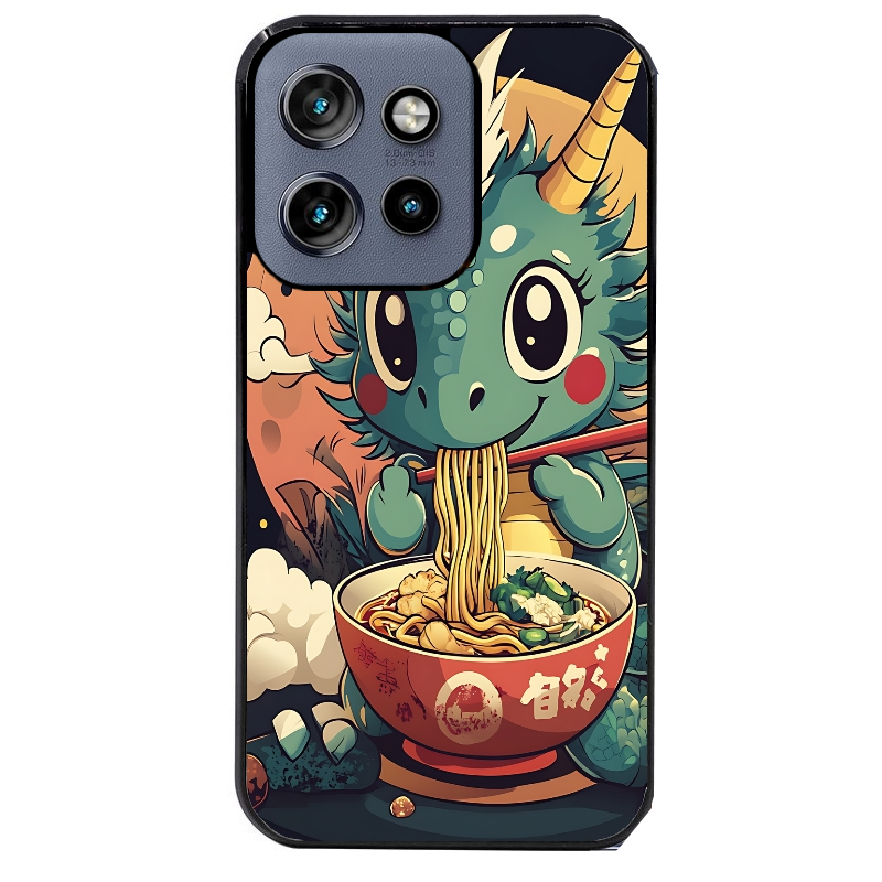 Coque noire taperso pour Moto Edge 60 et Neo Fusion Pro avec motif dragon ramen 1 protection antichoc personnalisée