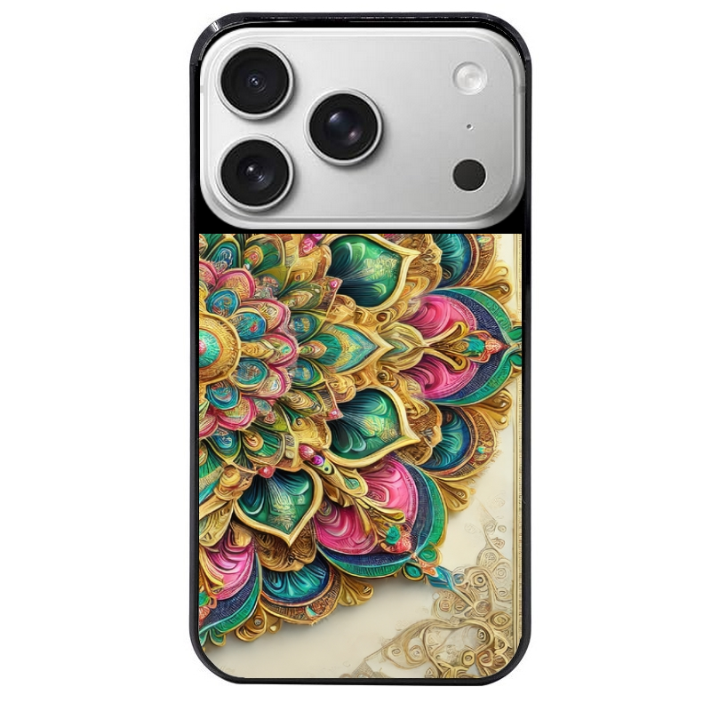 Coque noire taperso pour Iphone 17 17E AIR MAX PRO avec motif mandala 3 protection antichoc personnalisée
