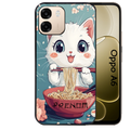 Coque noire taperso pour OPPO A6 A6X 4G et 5G avec motif chat ramen cerisier protection antichoc personnalisée