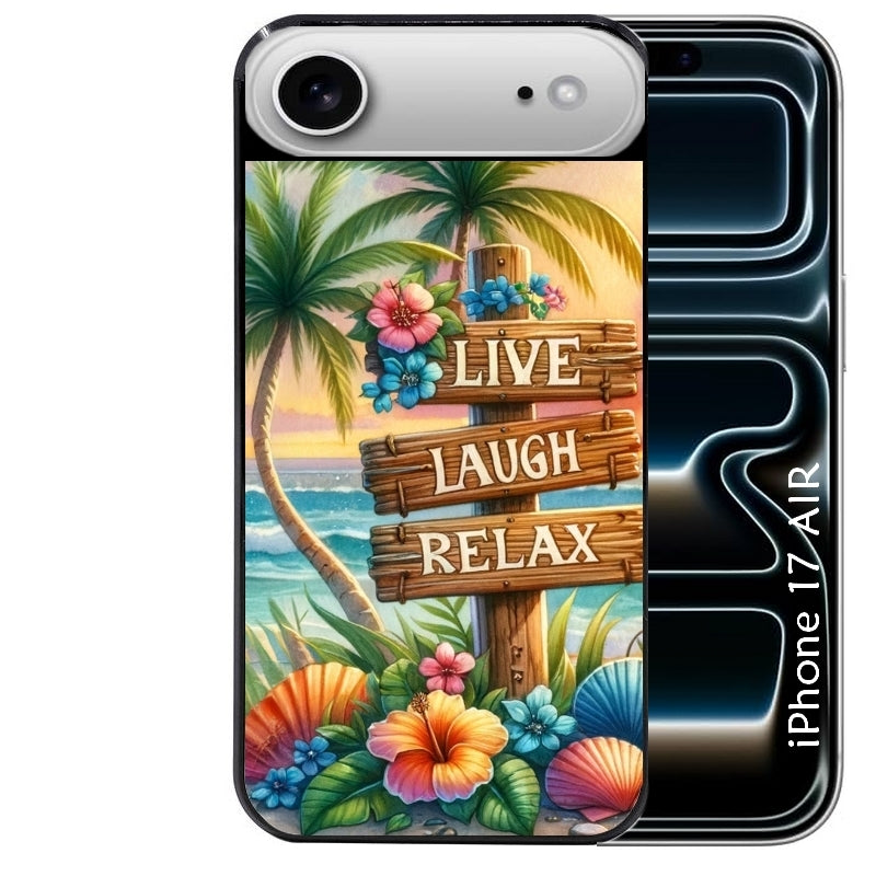Coque noire taperso pour Iphone 17 17E AIR MAX PRO avec motif tropical vacances protection antichoc personnalisée