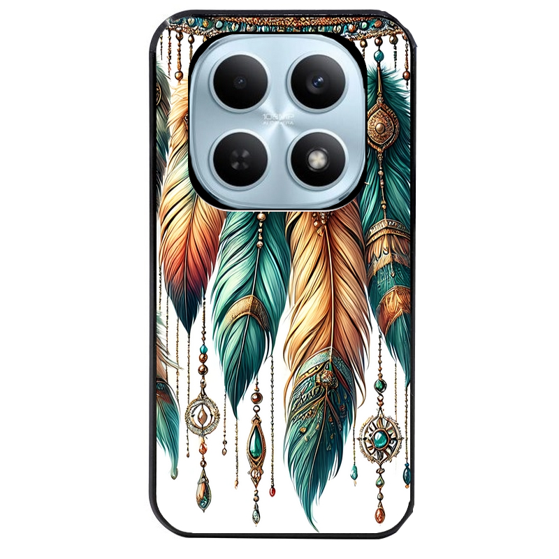 Coque noire taperso pour POCO M8 5G et PRO 5G avec motif plumes et bijoux protection antichoc personnalisée