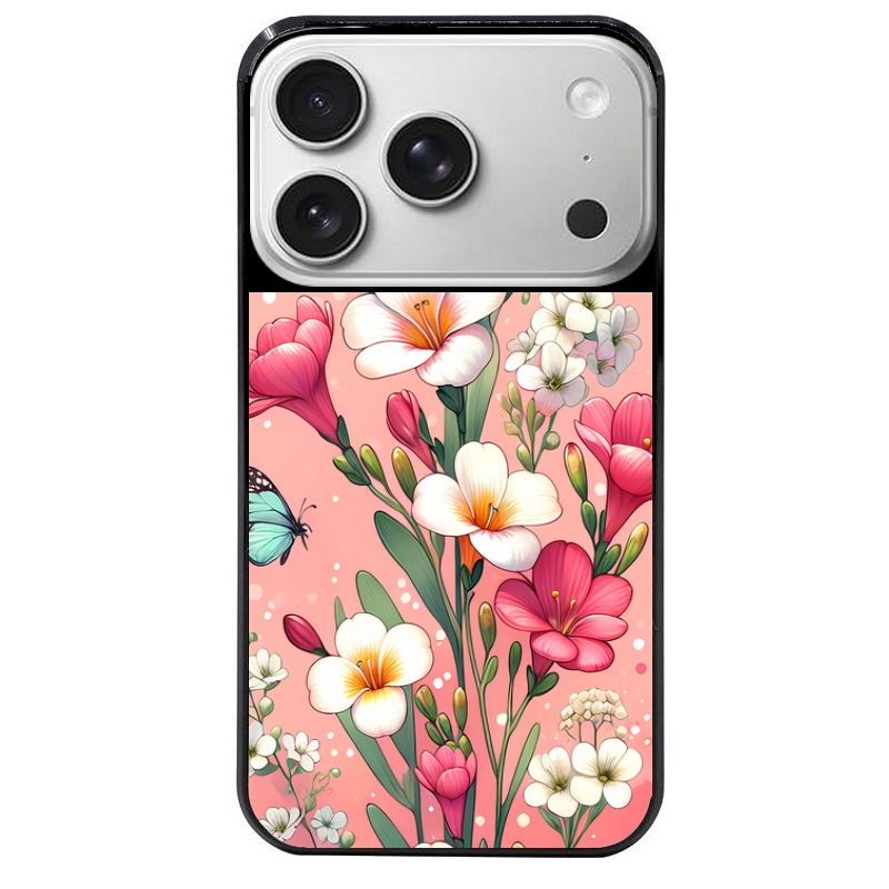Coque noire taperso pour Iphone 17 17E AIR MAX PRO avec motif fleur rose protection antichoc personnalisée