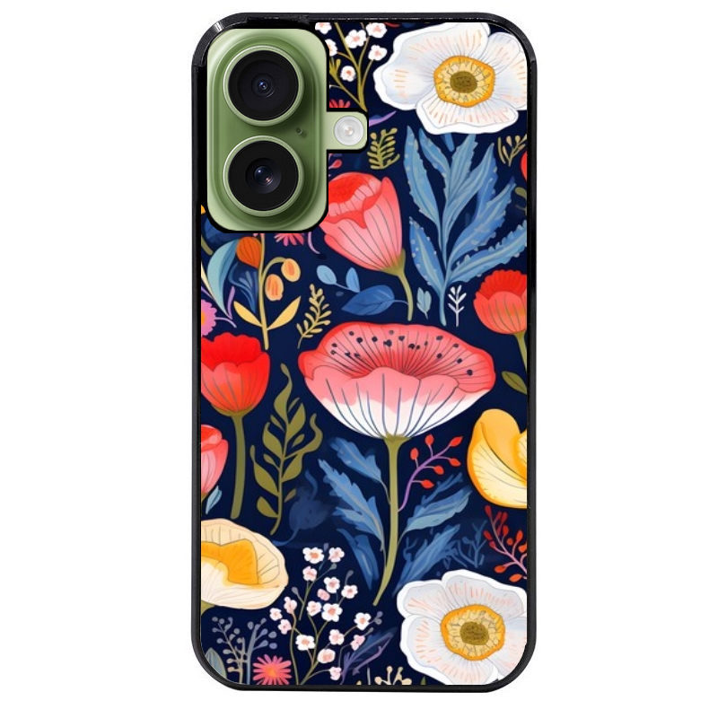 Coque noire taperso pour Iphone 17 17E AIR MAX PRO avec motif fleur coquelicot protection antichoc personnalisée