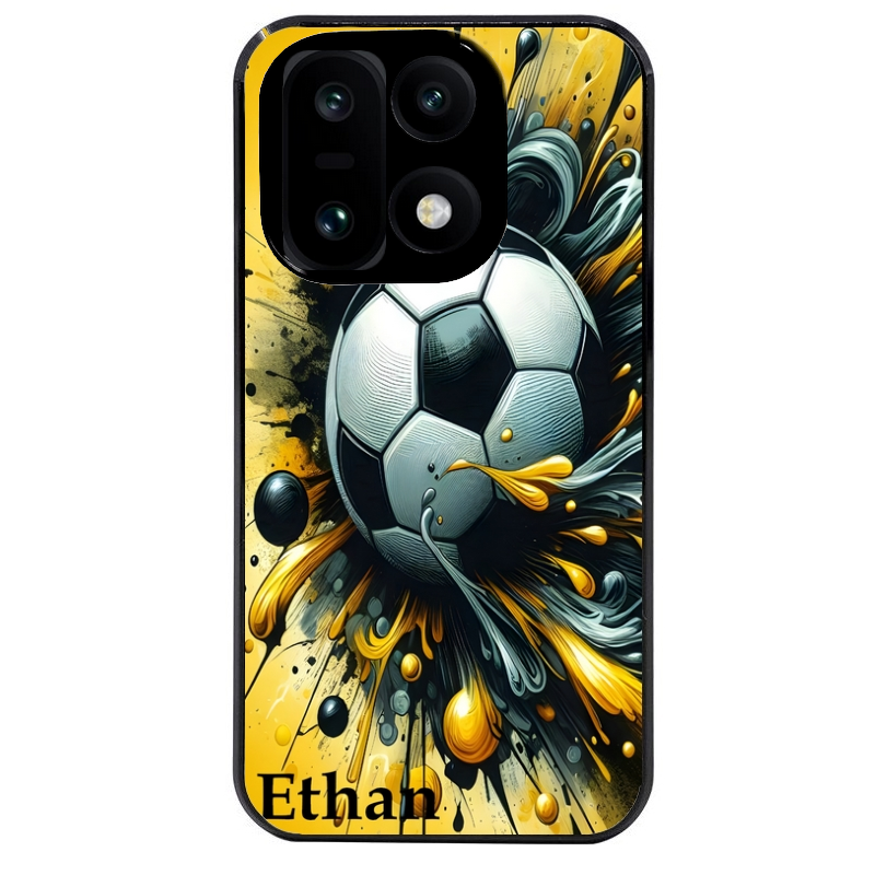 Coque noire taperso pour OnePlus 15 avec motif football personnalisee protection antichoc personnalisée