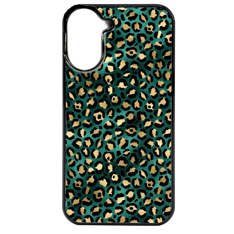 Coque noire taperso pour POCO C71 4G avec motif leopard vert protection antichoc personnalisée
