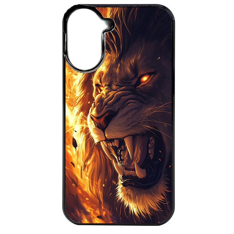 Coque noire taperso pour POCO C71 4G avec motif lion flamme protection antichoc personnalisée