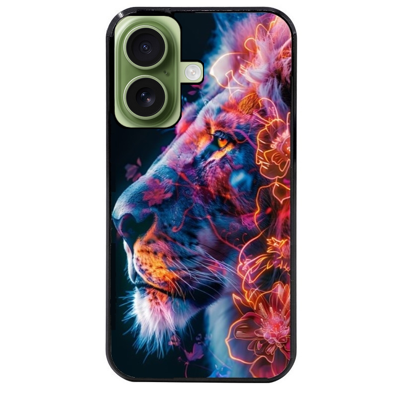 Coque noire taperso pour Iphone 17 17E AIR MAX PRO avec motif lion fluo protection antichoc personnalisée