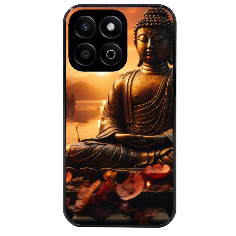 Coque noire taperso pour Honor 70 LITE 90 et LITE avec motif bouddha et soleil protection antichoc personnalisée