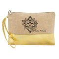 Pochette personnalisée chat et feur en jute et doré en jute et doré
