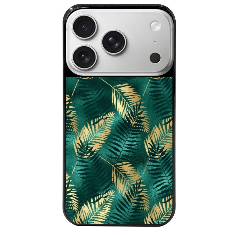 Coque noire taperso pour Iphone 17 17E AIR MAX PRO avec motif palmier vert protection antichoc personnalisée