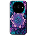 Coque noire taperso pour Redmi A3 avec motif tropical mandala et fleur violet protection antichoc personnalisée