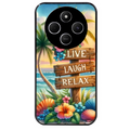 Coque noire taperso pour POCO C75 avec motif tropical vacances protection antichoc personnalisée