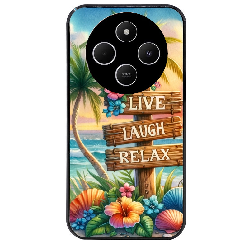 Coque noire taperso pour POCO C75 avec motif tropical vacances protection antichoc personnalisée