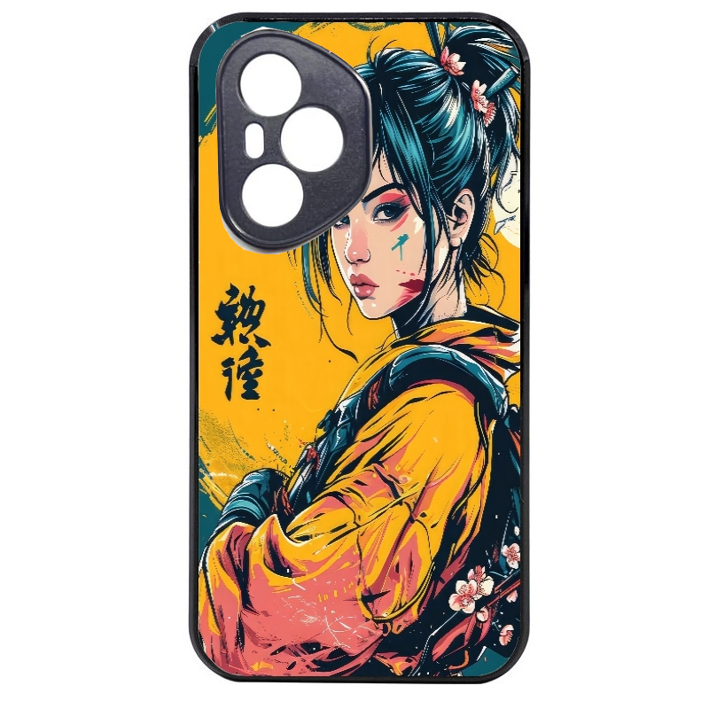 Coque noire taperso pour Honor 400 et Lite Pro Smart avec motif samourai girl anime protection antichoc personnalisée