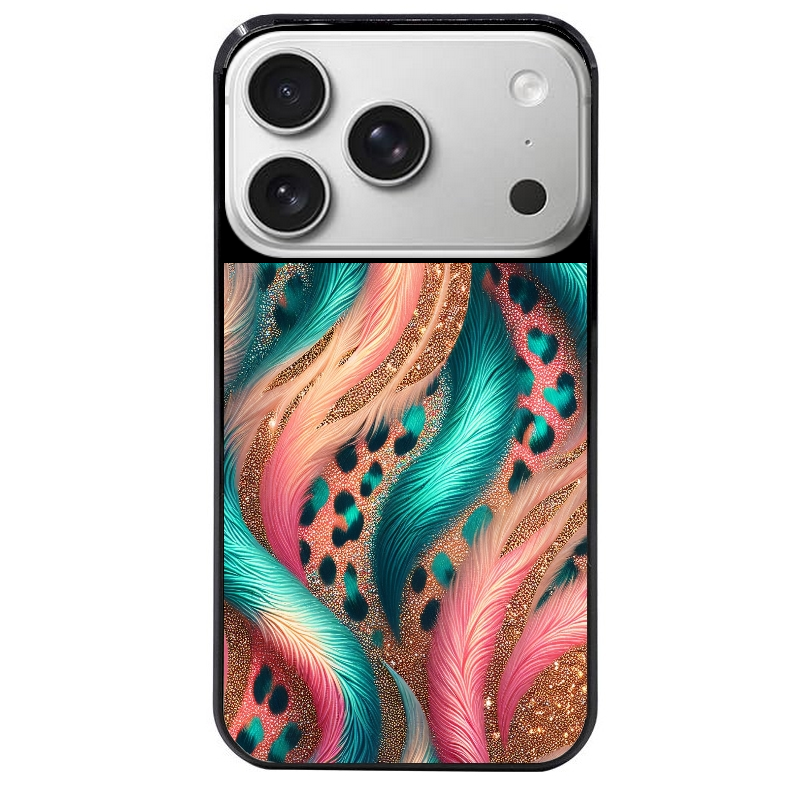 Coque noire taperso pour Iphone 17 17E AIR MAX PRO avec motif effet fourrure leopard 2 protection antichoc personnalisée