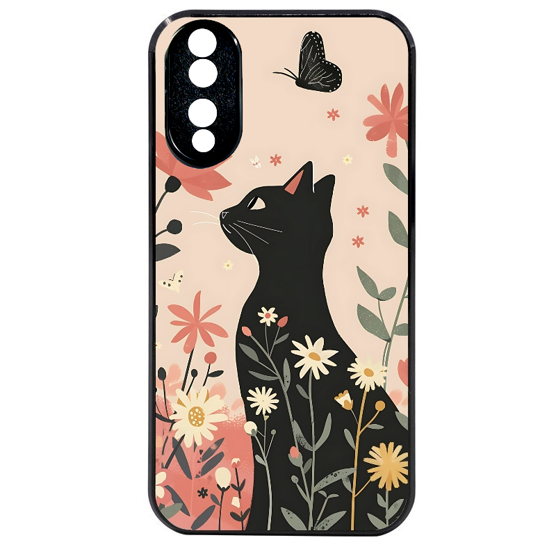 Coque noire taperso pour Honor 70 LITE 90 et LITE avec motif chat papillon 1 protection antichoc personnalisée