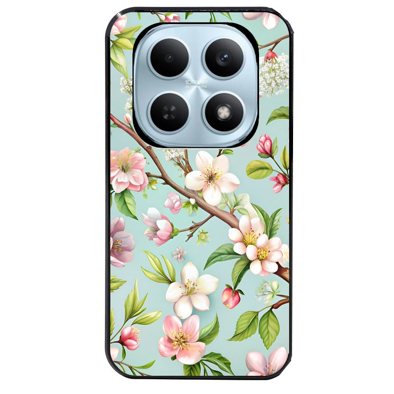 Coque noire taperso pour POCO M8 5G et PRO 5G avec motif fleur de printemps protection antichoc personnalisée