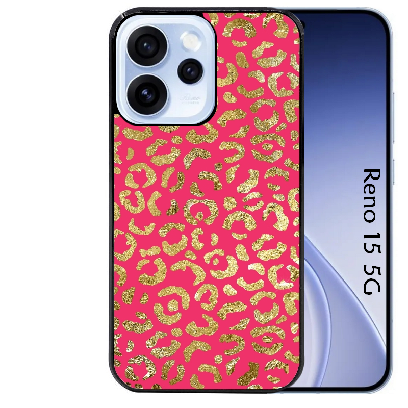 Coque noire taperso pour OPPO Reno 15 et F FS 5G avec motif leopard fuschia protection antichoc personnalisée