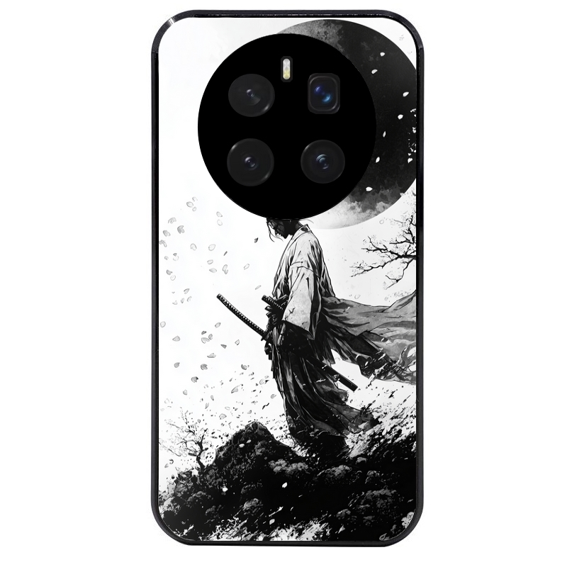 Coque noire taperso pour Magic 7 LITE et PRO avec motif samourai et lune protection antichoc personnalisée