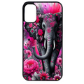 Coque noire taperso pour Moto E13 E14 E15 avec motif elephant et fleurs protection antichoc personnalisée