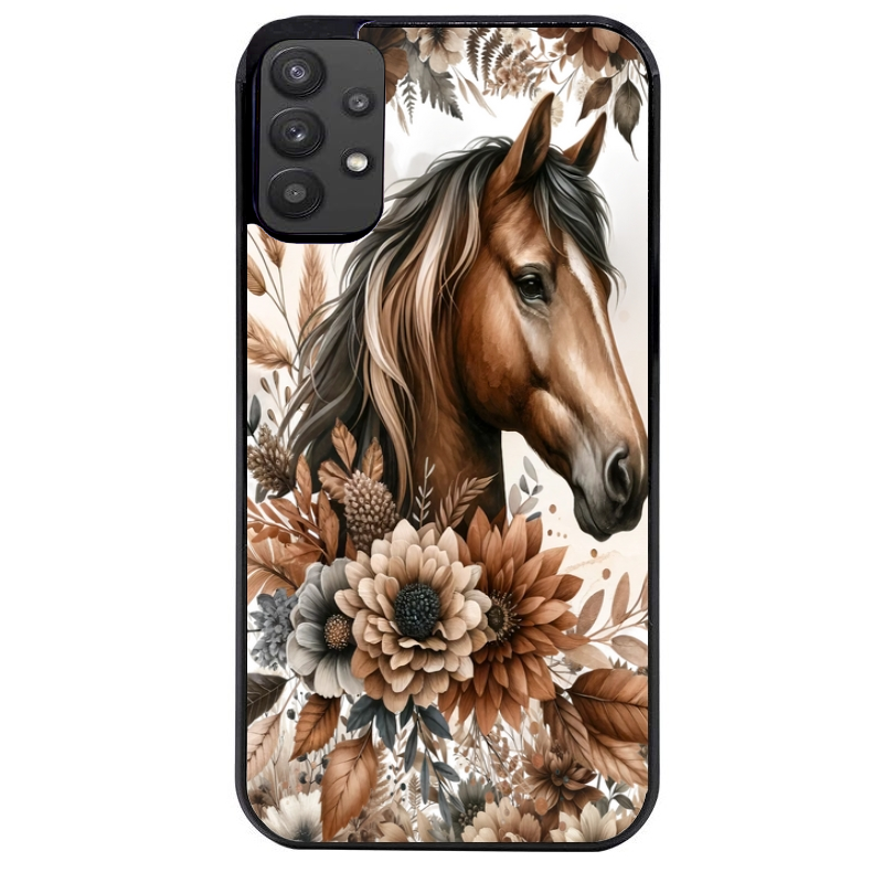 Coque noire taperso pour galaxy A22 A32 A52 A52S 4G 5G  avec motif cheval automne protection antichoc personnalisée