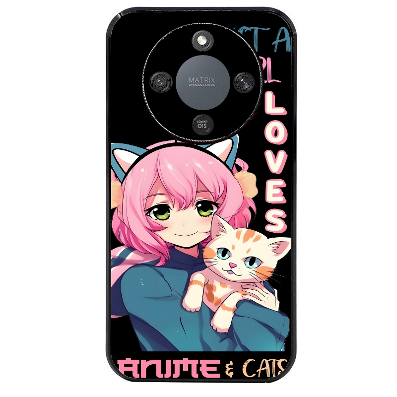 Coque noire taperso pour Magic 5 6 LITE et PRO avec motif anime et chat protection antichoc personnalisée
