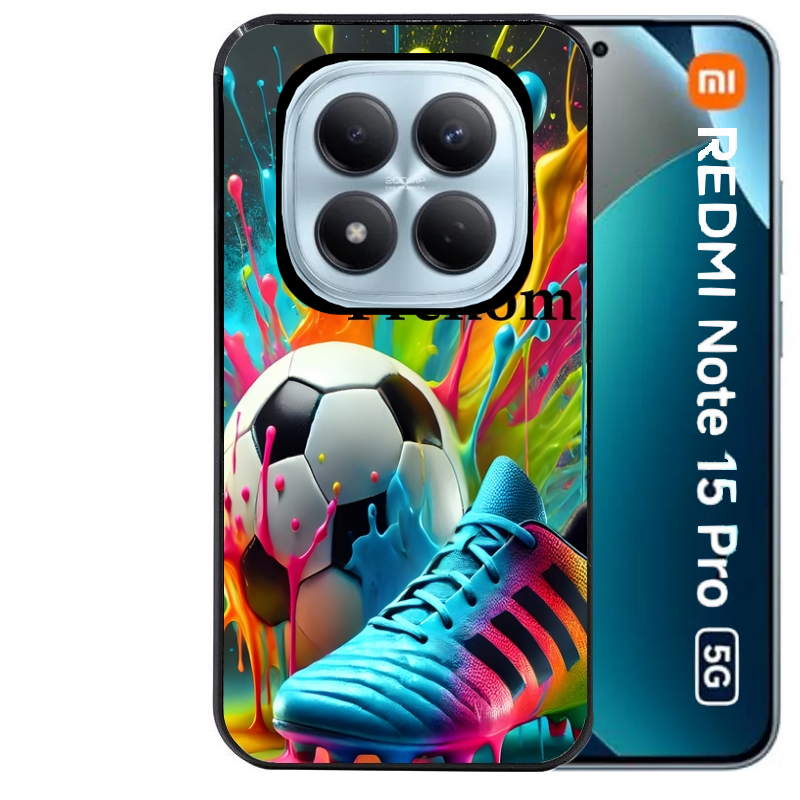 Coque noire taperso pour Redmi Note 15 et PRO PLUS 4G 5G avec motif foot color personnalisee protection antichoc personnalisée