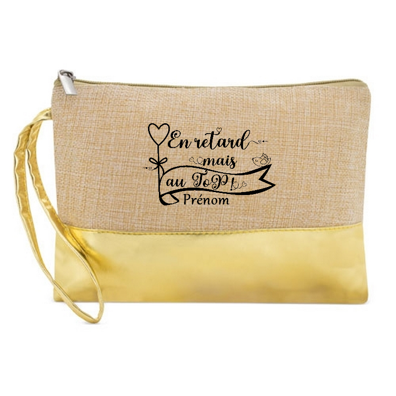 Pochette personnalisée en retard en jute et doré en jute et doré