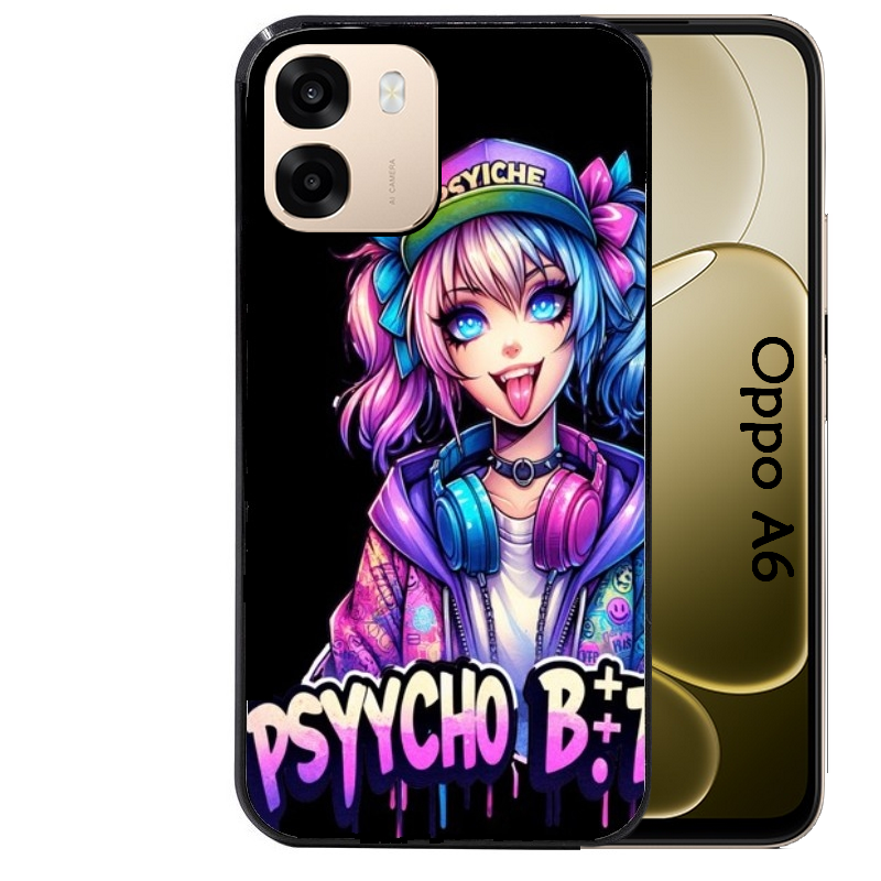 Coque noire taperso pour OPPO A6 A6X 4G et 5G avec motif anime manga et psycho protection antichoc personnalisée
