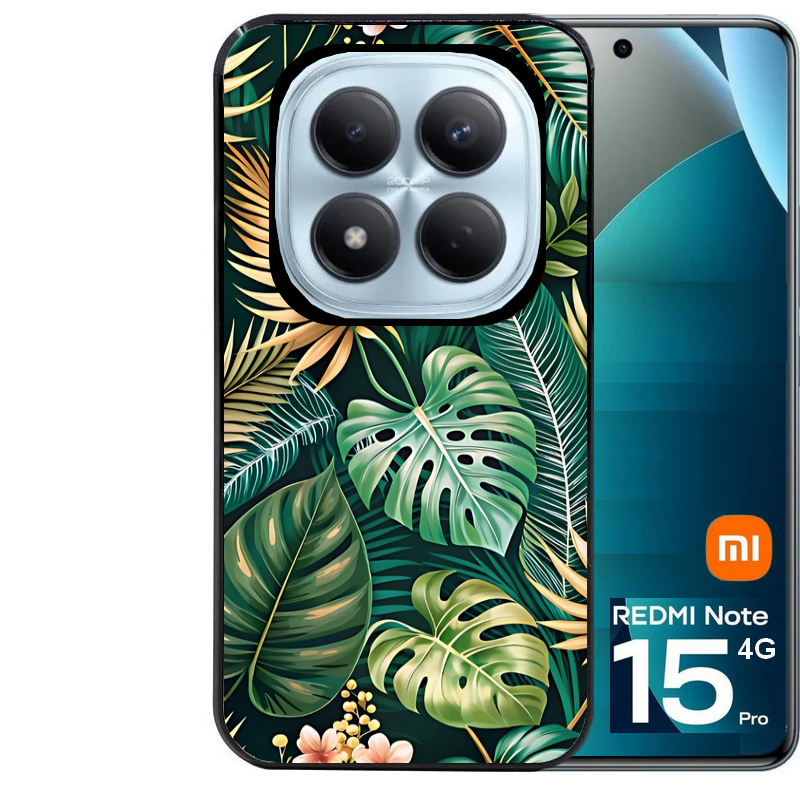 Coque noire taperso pour Redmi Note 15 et PRO PLUS 4G 5G avec motif jungle dore protection antichoc personnalisée