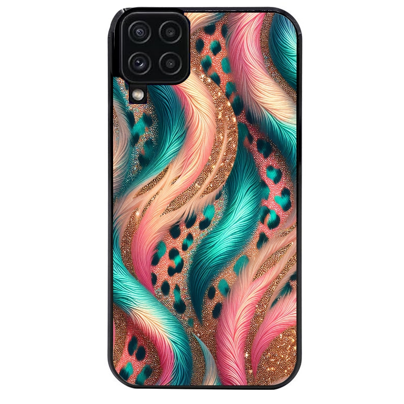 Coque noire taperso pour galaxy A22 A32 A52 A52S 4G 5G  avec motif effet fourrure leopard 2 protection antichoc personnalisée