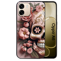 Coque noire taperso pour OPPO A6 A6X 4G et 5G avec motif tete de mort calavera rose protection antichoc personnalisée