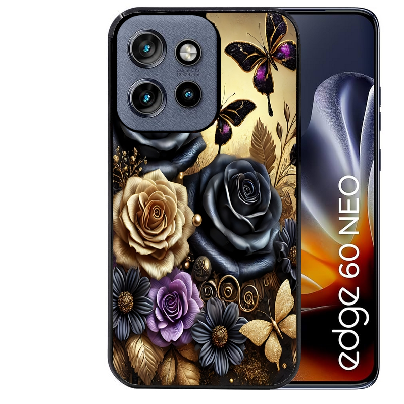 Coque noire taperso pour Moto Edge 60 et Neo Fusion Pro avec motif papillon gothic protection antichoc personnalisée