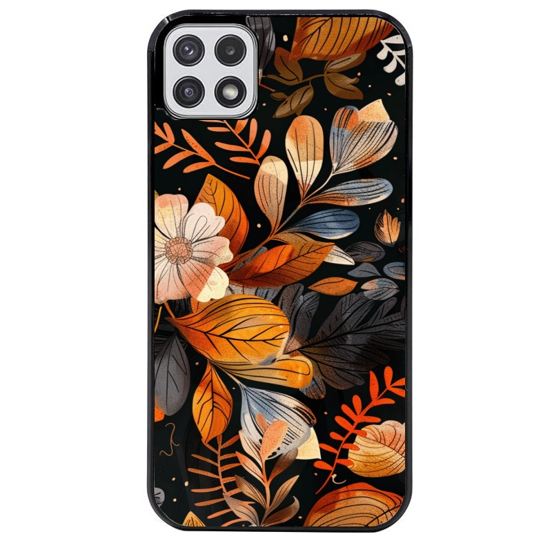 Coque noire taperso pour galaxy A22 A32 A52 A52S 4G 5G  avec motif fleur automne protection antichoc personnalisée