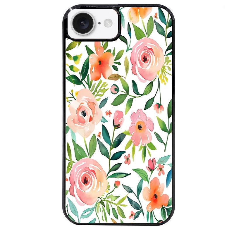 Coque noire taperso pour Iphone 16 16E PLUS MAX PRO avec motif fleur des champs protection antichoc personnalisée