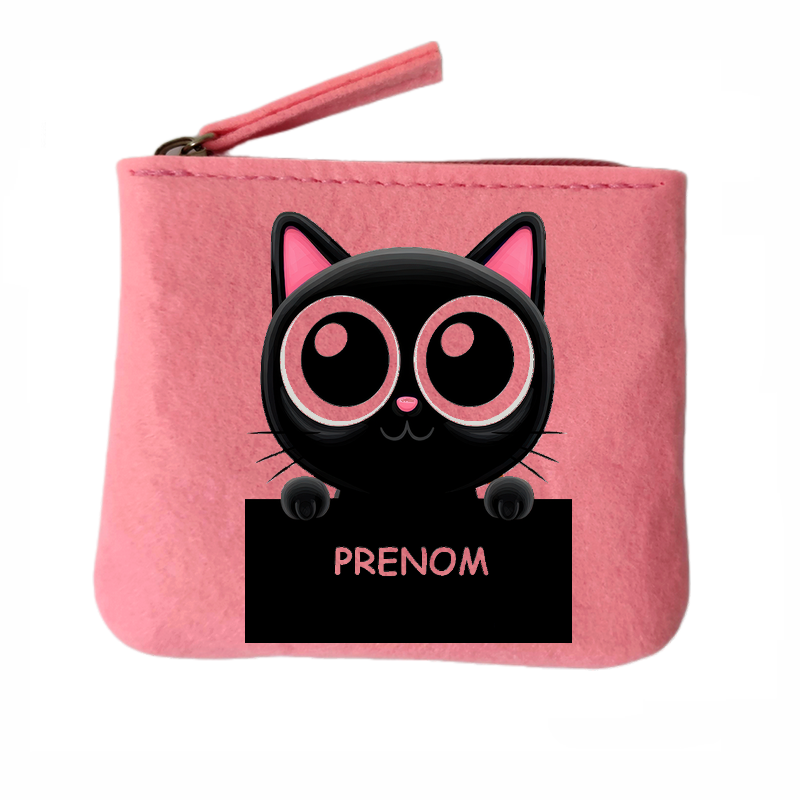 Porte monnaie personnalisé chat mignon en feutrine en feutrine